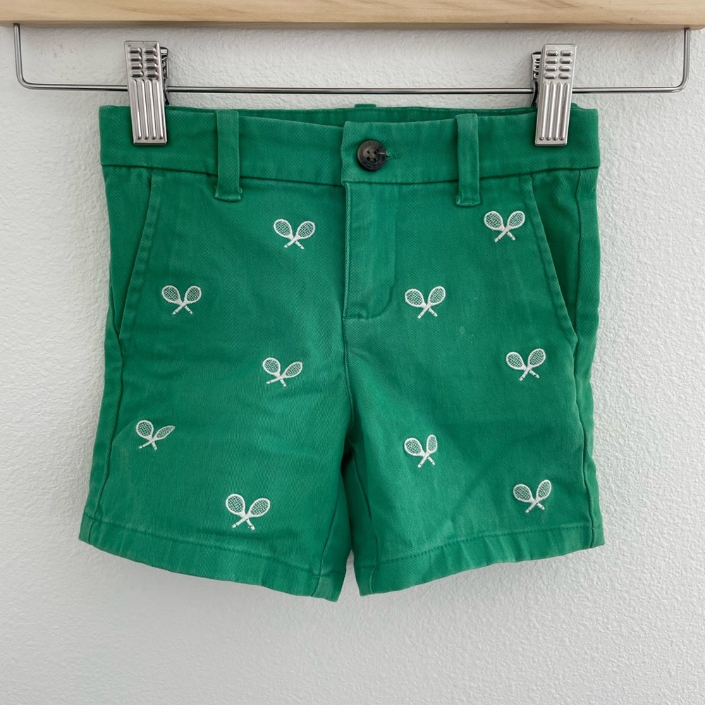 Janie and Jack Green Twill Tennis Racket Shorts 2T